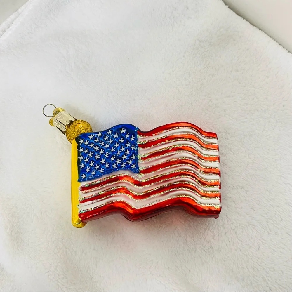 Old World Christmas Flag Star Spangled Banner Glass Ornament July 4th READ - Picture 1 of 13
